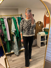 Load image into Gallery viewer, Black and Cream Geometric Sweater
