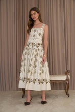 Load image into Gallery viewer, BOTANICAL PRINT SLEEVELESS DROP-WAIST MIDI DRESS
