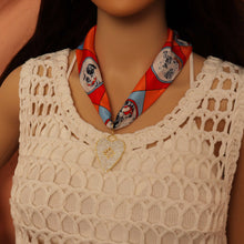 Load image into Gallery viewer, Green dot Convertible Scarf Necklace with heart Adjustable Silk Scarf Statement
