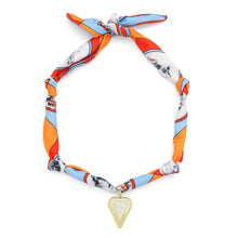 Load image into Gallery viewer, Green dot Convertible Scarf Necklace with heart Adjustable Silk Scarf Statement
