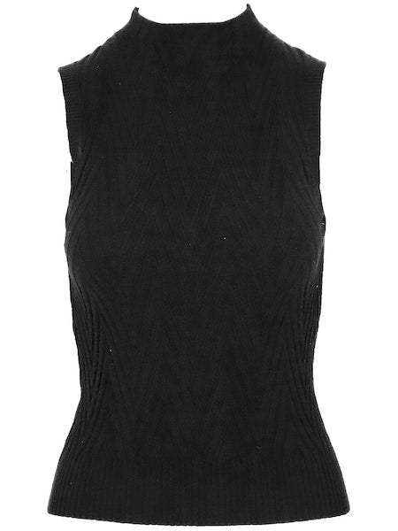 Black Mock Neck Knit Tank