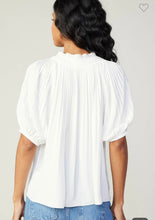 Load image into Gallery viewer, Split neck Pleated Top available in white and blush
