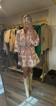 Load image into Gallery viewer, Purple and Orange Print Drop Waist Dress
