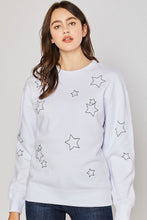 Load image into Gallery viewer, Crew Neck Fleece Sweatshirt with Star Embroidery
