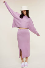 Load image into Gallery viewer, Lavender Asymmetrical Top with Knit Skirt Set
