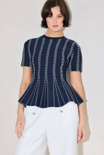 Load image into Gallery viewer, Jacquard sweater top - NAVY WHITE
