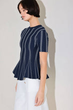 Load image into Gallery viewer, Jacquard sweater top - NAVY WHITE
