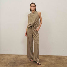 Load image into Gallery viewer, Taupe Sleeveless draped top
