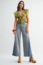 Load image into Gallery viewer, Wide-Leg Two-Tone High Waist Denim Jeans
