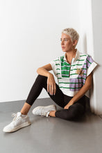 Load image into Gallery viewer, Striped 1/4 Zip Top with cap sleeve

