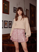 Load image into Gallery viewer, Pink Floral Pleated Mini Skirt
