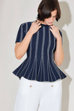 Load image into Gallery viewer, Jacquard sweater top - NAVY WHITE
