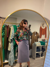 Load image into Gallery viewer, Green Floral Blouse with Metallic Threading
