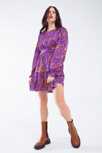 Load image into Gallery viewer, Purple Animal Print Tiered Mini Dress
