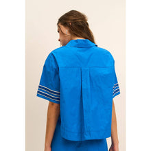 Load image into Gallery viewer, Glitter Striped Sleeve Polo Shirt
