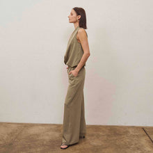 Load image into Gallery viewer, Taupe Sleeveless draped top
