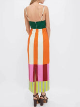 Load image into Gallery viewer, Color block stripes strappy sundress
