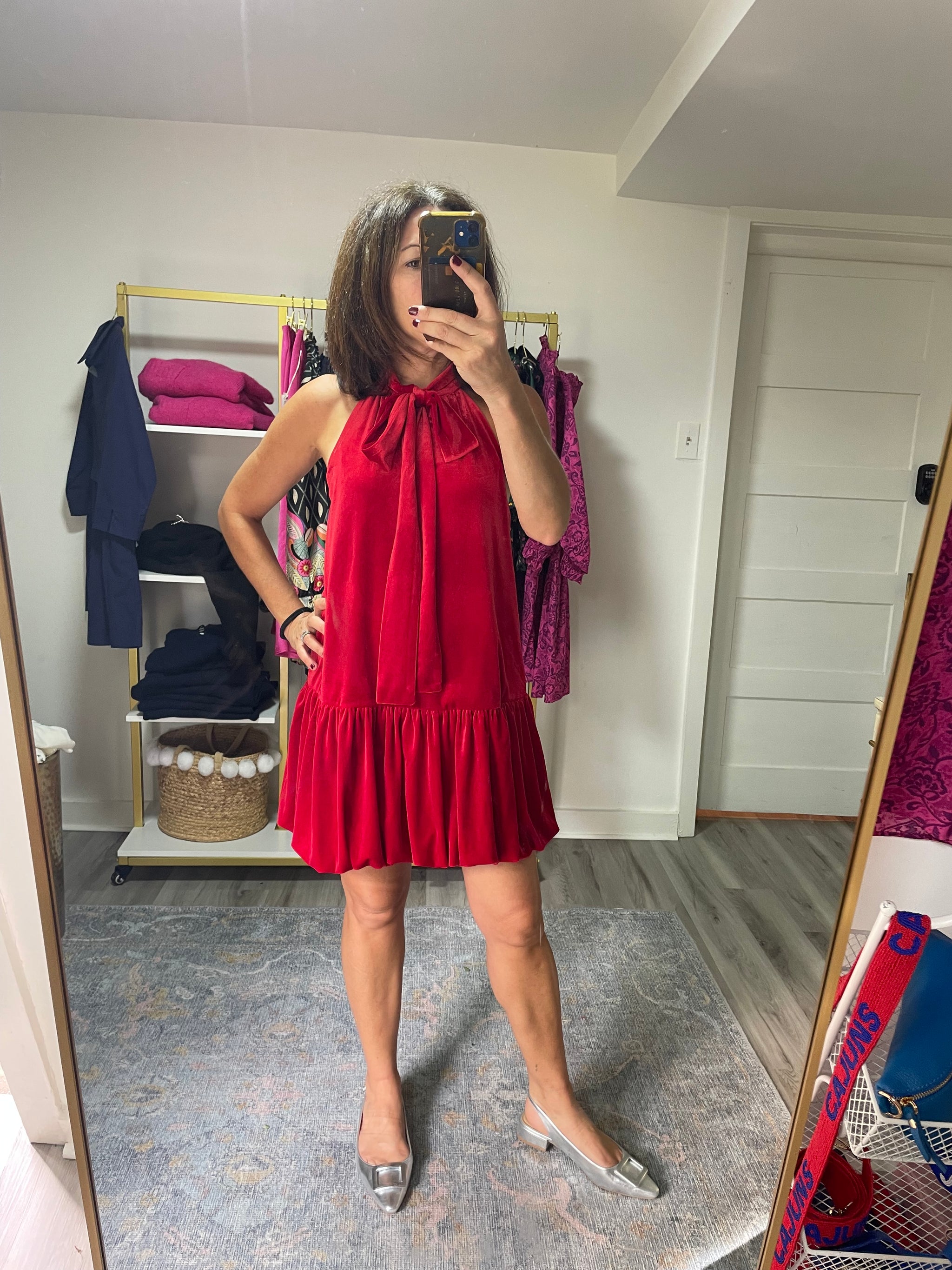 Red Velvet Halter Dress – TRIO