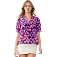 Load image into Gallery viewer, Heart Print Short Sleeve Blouse
