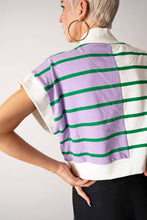 Load image into Gallery viewer, Striped 1/4 Zip Top with cap sleeve
