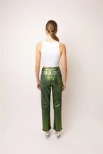 Load image into Gallery viewer, Green Denim Foil Coated Pants
