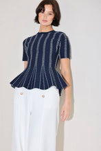 Load image into Gallery viewer, Jacquard sweater top - NAVY WHITE
