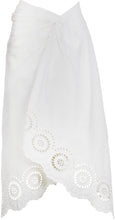 Load image into Gallery viewer, White Eyelet Wrap Midi Skirt
