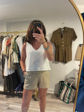 Load image into Gallery viewer, Beige Vegan Leather Modern Shorts
