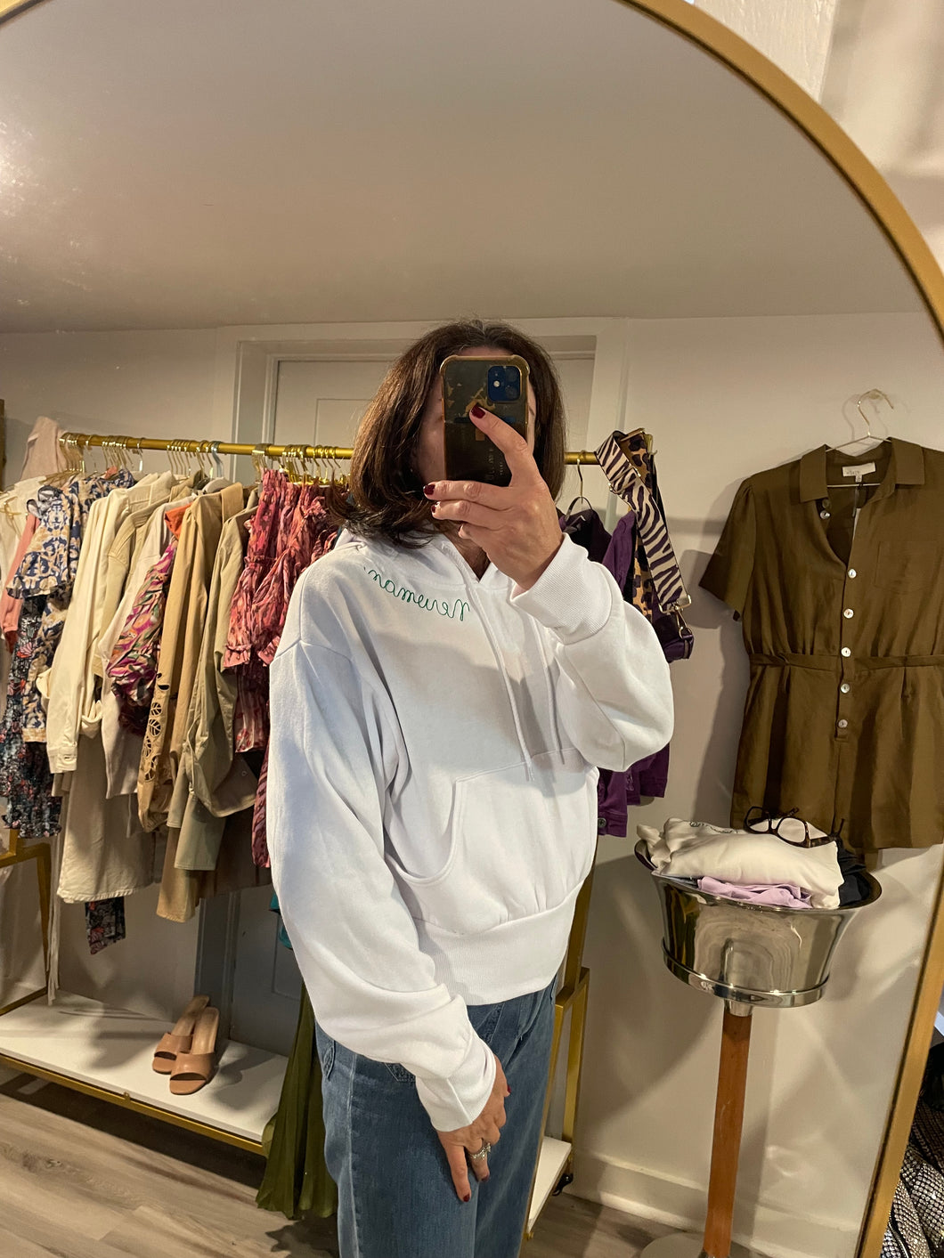 NEWMAN White Pullover Crop Hoodie