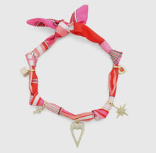 Load image into Gallery viewer, Scarf Necklace with heart Adjustable Silk Scarf Statement (available green and red/pink)
