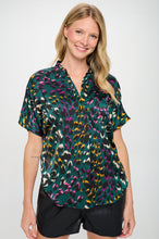 Load image into Gallery viewer, Leopard Green Short Sleeve Blouse
