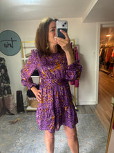 Load image into Gallery viewer, Purple Animal Print Tiered Mini Dress
