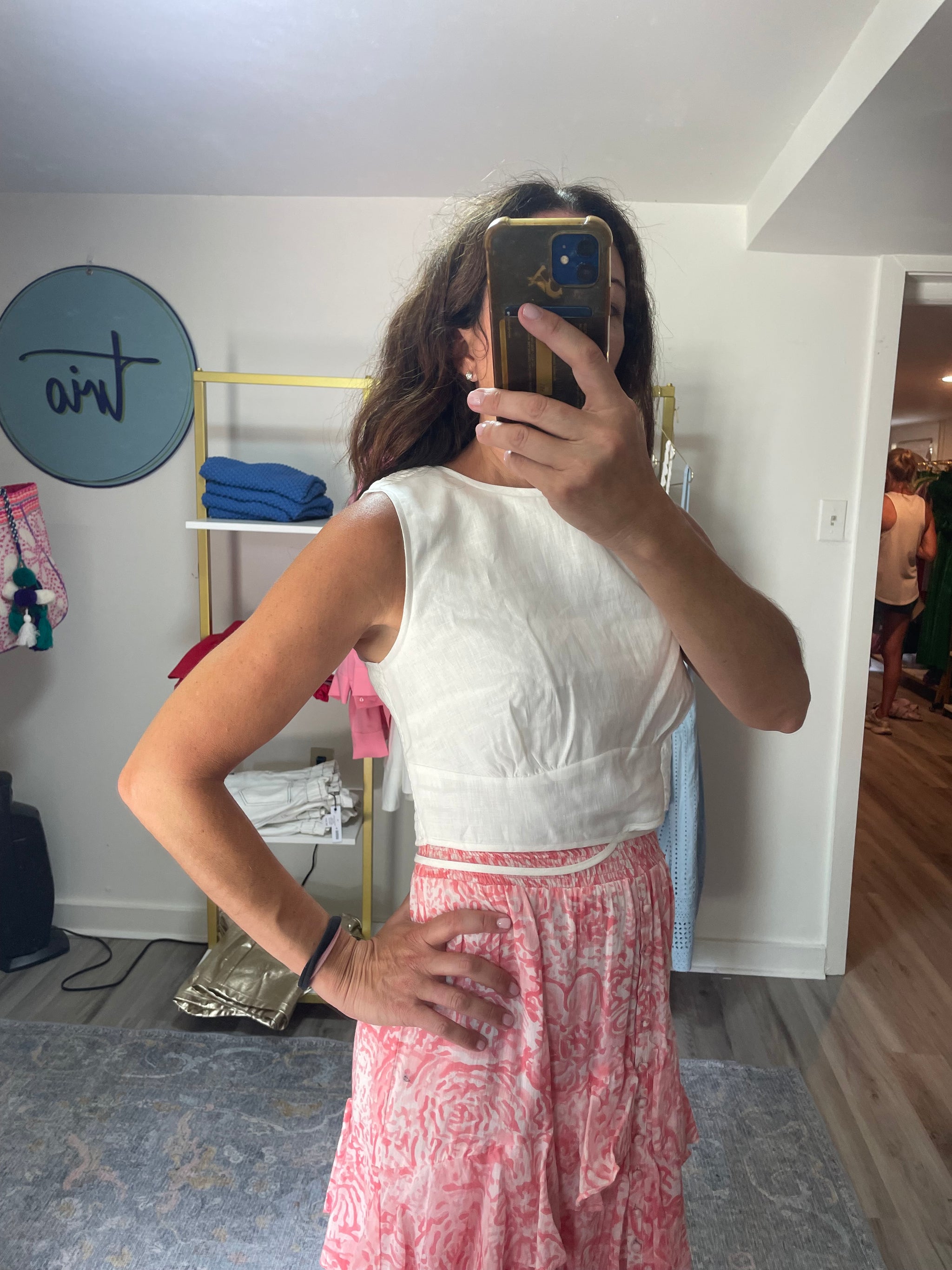 White Crop linen shirt With Tie – TRIO