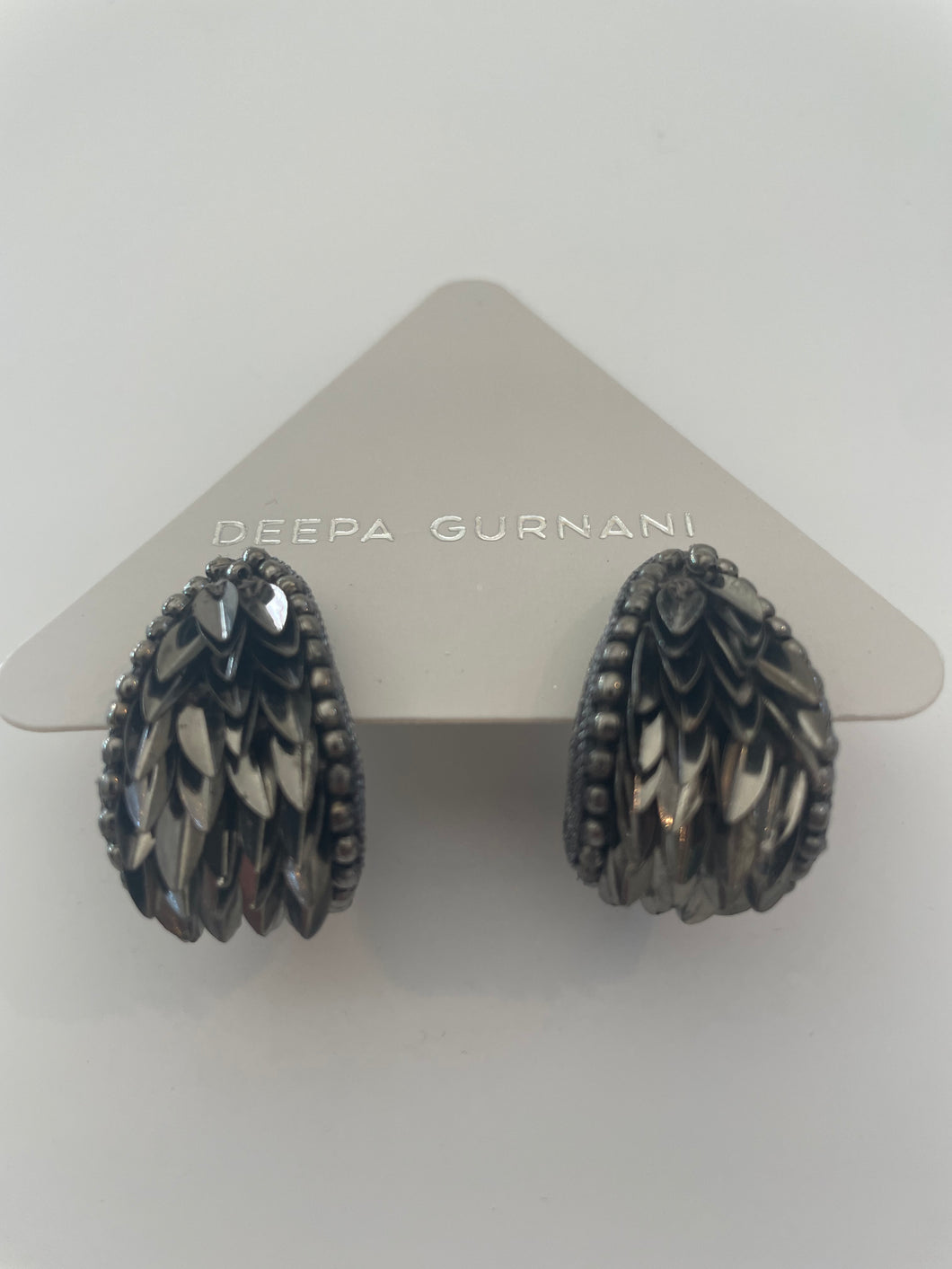 Gunmetal Beaded Loop Earrings