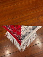 Load image into Gallery viewer, Handmade Custom Colorblocked Gameday Bandana w/ Fringe
