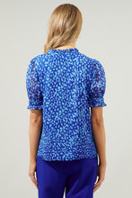 Load image into Gallery viewer, BLUE ON BLUE PRINT PUFF SLEEVE BLOUSE
