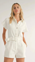 Load image into Gallery viewer, White Denim Belted Romper
