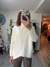 Load image into Gallery viewer, Oversized turtleneck knit sweater with front detail
