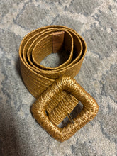 Load image into Gallery viewer, TAN SQUARE BUCKLE  RAFFIA BELT

