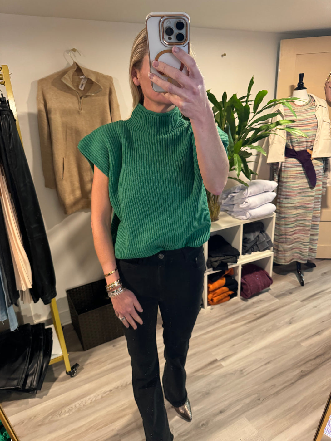 Green Mock Turtleneck Sweater
