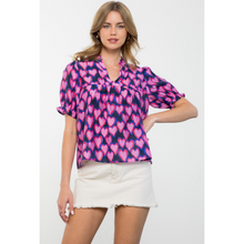 Load image into Gallery viewer, Heart Print Short Sleeve Blouse
