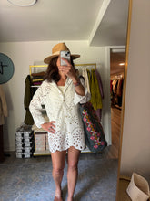 Load image into Gallery viewer, Eyelet Embroidery Long Sleeve Coverup

