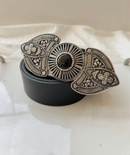 Load image into Gallery viewer, Western Style Belt with onyx and silver buckle
