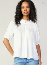 Load image into Gallery viewer, Split neck Pleated Top available in white and blush
