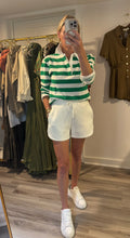 Load image into Gallery viewer, Green and White Stripe Collared top
