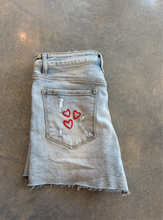 Load image into Gallery viewer, Custom hand stitched Light Blue Mid Rise Denim Shorts

