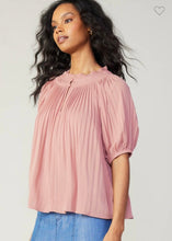 Load image into Gallery viewer, Split neck Pleated Top available in white and blush
