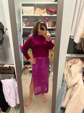 Load image into Gallery viewer, Magenta Sequin Midi Pencil Skirt
