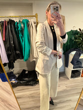 Load image into Gallery viewer, Beige Ponte Blazer with Ruched Sleeve
