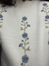 Load image into Gallery viewer, Cream Sweater with Embroidered Details and scalloped hem
